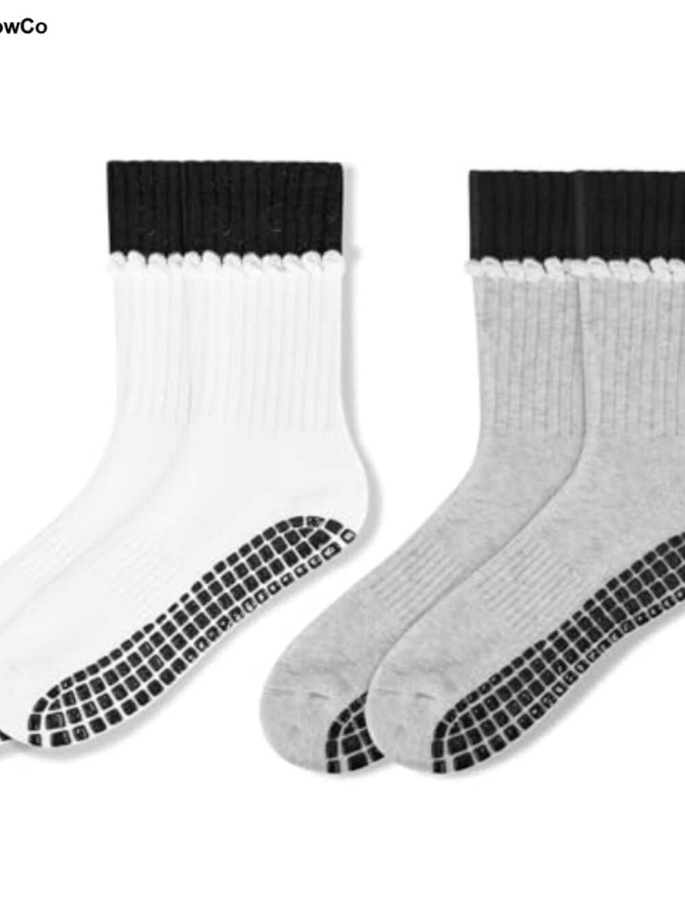 Pilates Grip Socks for Women, Non-Slip Yoga Socks, Cotton Crew Socks